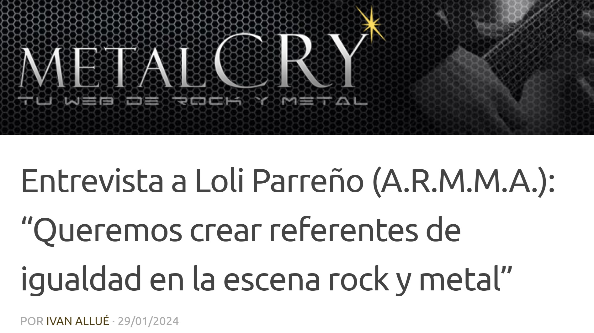 Lee más sobre el artículo Entrevista a nuestra presidenta en Metalcry
